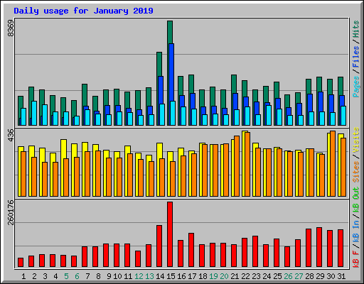 Daily usage for January 2019