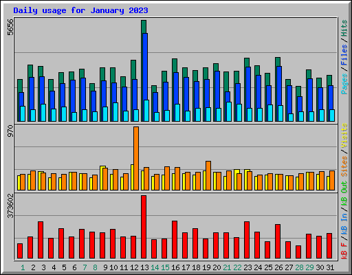Daily usage for January 2023