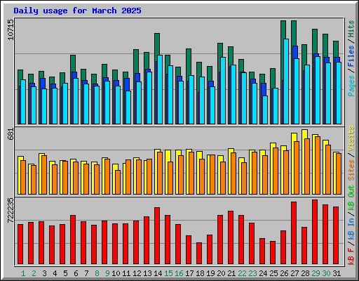 Daily usage for March 2025